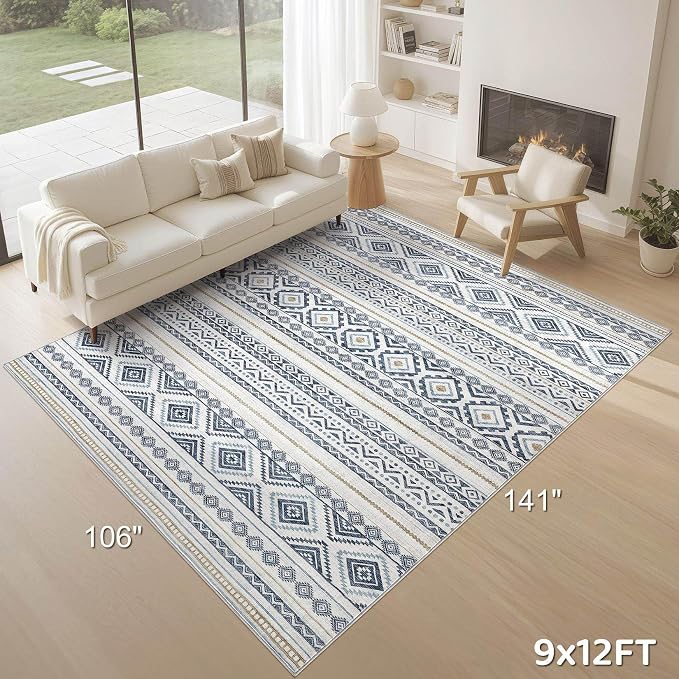 cotiled 9x12 Area Rugs Living Room Rug: Washable Boho Rugs - Image 9