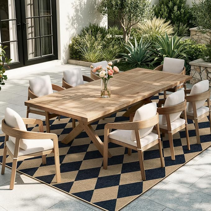 Lahome Colette Checkered Easy Jute Area Rug 8x10, Large Living Room Patio Rug - Image 8