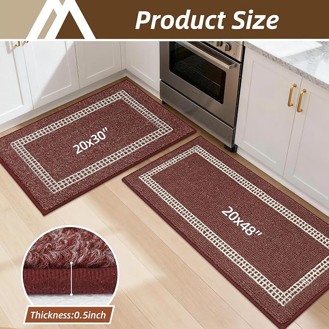 COSY HOMEER Kitchen Rugs Non-Slip 20x30/20x48 Inch Thick Polypropylene Standing - Image 8