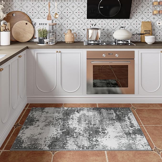 Entryway Rug 2x3 Grey Door Mat Indoor Entrance 24x36, Washable Small Throw Rugs - Image 2