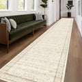 Sand Beige Washable 3x20 Extra Long Hallway Runner Rug, Vintage Farmhouse Rugs by HazoHaus
