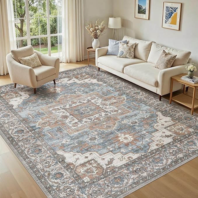 5x7 Area Rugs Living Room: Washable Vintage Rug Large Non-Slip Stain Resistant by JessibouAreaRug