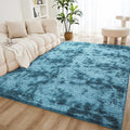 Litanika 4x6 Shag Area Rug for Living Room Bedroom, Tie-Dyed Blue High Pile by Litanika
