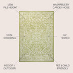 JONATHAN Y Boho Medallion Indoor Outdoor Square Area Rug 5X5 Green/Cream - Image 2