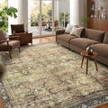Washable Area Rugs 6x9 Vintage Brown, Large Indoor Rug by Carpelux