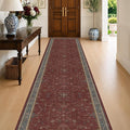 Large Burgundy 3x12 Long Runner Rug by HazoHaus
