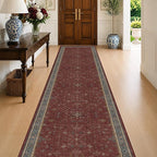 Large Burgundy 3x12 Long Runner Rug by HazoHaus