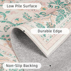 DCX 4x6 Pink Rug, Floral Rug for Girl’s Bedroom, Cute Soft Low Pile Non Slip - Image 7