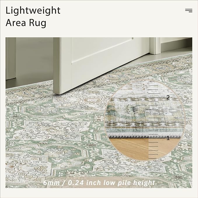 Soalmost 9x12 Area Rugs for Living Room, Non Slip Machine Washable Vintage Rugs - Image 7