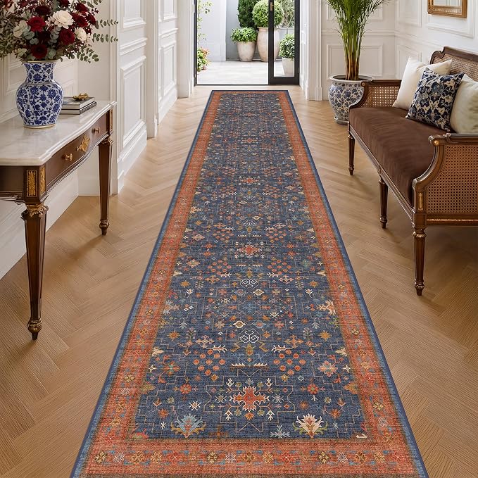 Hazo Haus Boho Washable 3x16 Extra Long Hallway Runner Rug, Non-Slip Stain & by HazoHaus