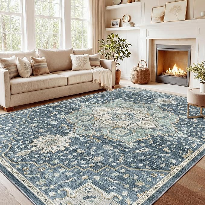 AMADA HOMEFURNISHING Washable Area Rug, Low-Profile Large Area Rug by AMADAHOMEFURNISHING