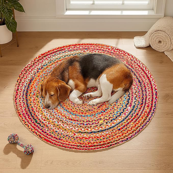 Hausattire Bohemian Braided Rug 4' Round - Image 5