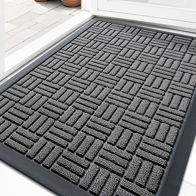OLANLY Front Door Mat Outside Entrance 33x21, Heavy Duty Sturdy Natural Rubber by OLANLY