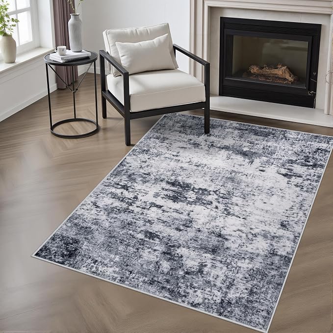 Washable Area Rug 3x5 Entryway Rug: Washable Modern Abstract Soft Thin Rug by FXRHLP