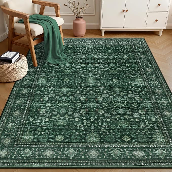 4x6 Area Rugs for Living Room: Washable Rug Soft Vintage Distressed Floral - Image 2