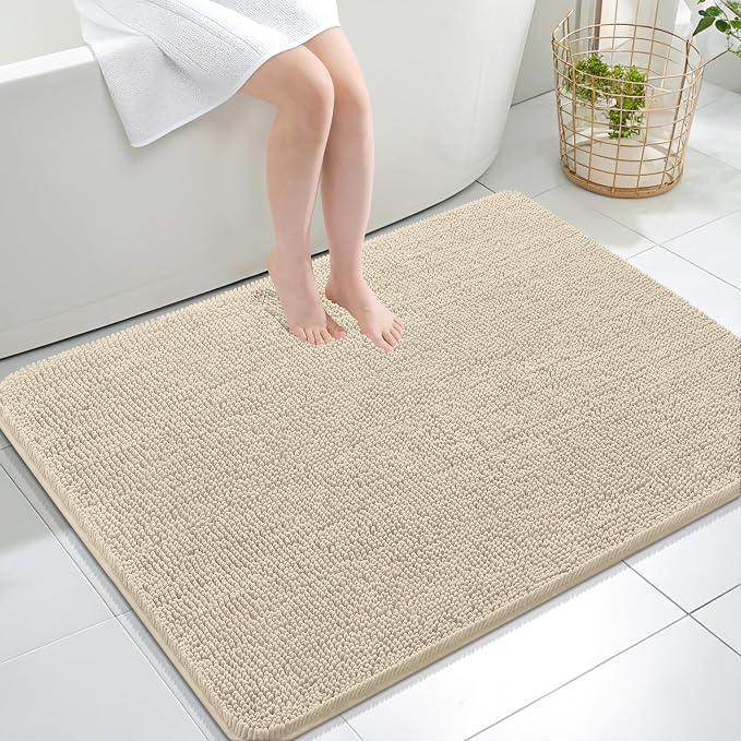 OLANLY Large Bathroom Rugs 40x32, Extra Soft Absorbent Chenille Bath Rugs by OLANLY