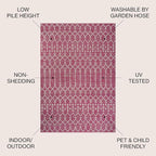 JONATHAN Y Moroccan Geometric Indoor Outdoor Area Rug 9X12 Fuchsia/Light Gray - Image 3