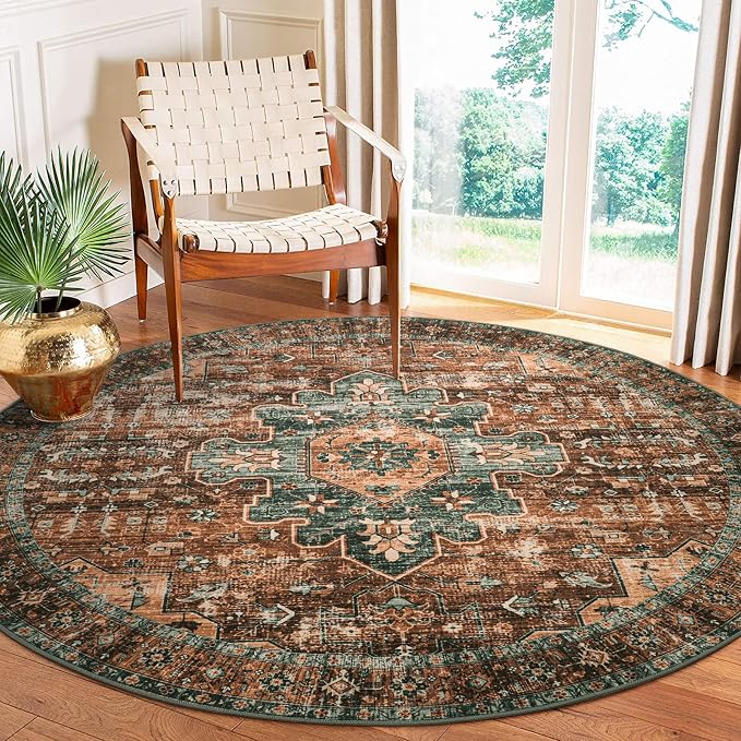 Moynesa Ultra-Thin Washable Round Rug - 6ft Large Dining Room Round Area Rug by Moynesa