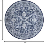 KILOCOCO Round Rug 3ft Vintage Floral Small Circle Rug Machine Washable - Image 2