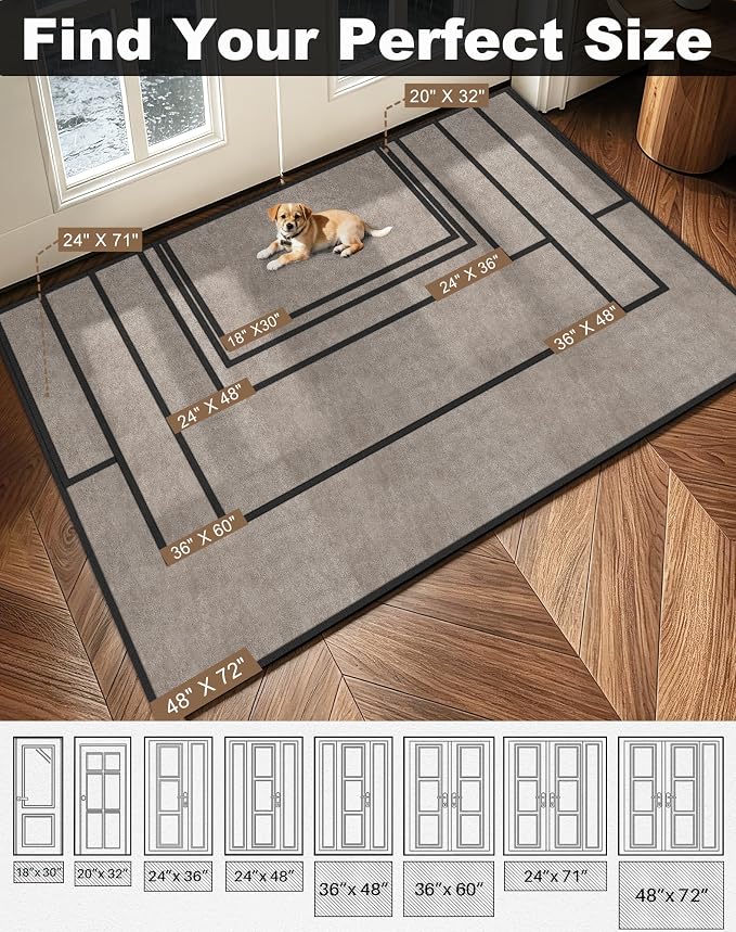 Mibao Front Door Mat Indoor Entrance, Dirt Trapper Welcome Mat - Image 3