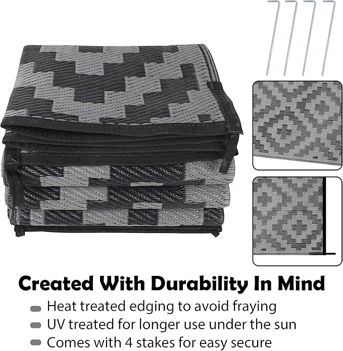 SAND MINE Waterproof Outdoor Rug 6x9 ft, Plastic Reversible Rug, Modern Area Rug - Image 3
