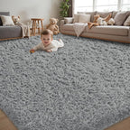 5x8 Area Rug for Living Room:Ultra Soft Fluffy Shag Light Grey Rugs, Large by Unknown