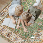 Area Rug 8x10 Washable Rug, Vintage Boho Medallion Rugs Non-Slip Soft Low Pile - Image 4
