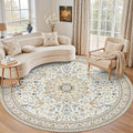 Round Area Rug for Living Room: 6ft Washable Vintage Boho Soft Thin Circle Rug by EXPEDIX