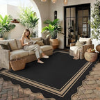 6x9 Scalloped Rug Easy Jute Washable Outdoor Patio Rug - Image 3