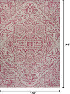 JONATHAN Y Boho Medallion Indoor Outdoor Area Rug 9X12 Light Gray/Fuchsia - Image 2