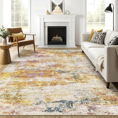 10x13 Area Rug Living Room: Washable Large Abstract Modern Soft Stain Resistant by LOONGRUG