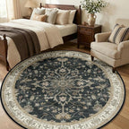 RELEANY Area Rugs Round 6ft Washable Non-Slip, Floral Vintage Distress - Image 2