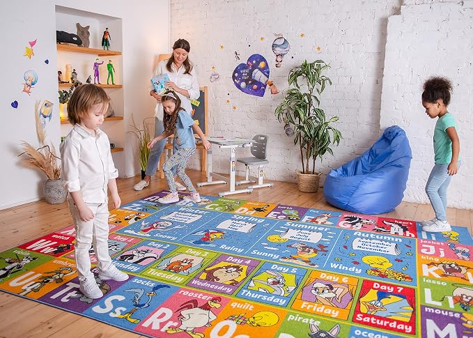 Looney Tunes Educational Kids Rug – ABC Alphabet, Months & Days Learning Mat – - Image 3