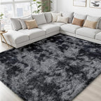 8x10 Area Rugs for Living Room Bedroom: Black Grey Soft Fluffy Shag Upgrade - Image 6