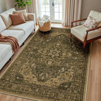 RELEANY Area Rugs 5'x8' Washable Non-Slip, Floral Vintage Distress Medallion by RELEANY
