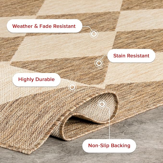 nuLOOM Outdoor Performance Collection Sabina Trellis Brown/Ivory, Soft and Cozy - Image 7