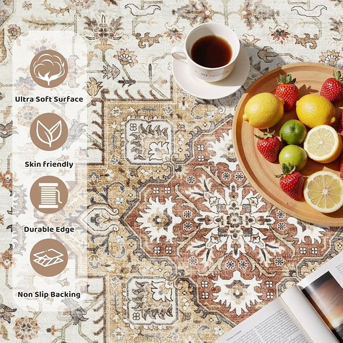6ft Round Vintage Living Room Area Rug - Image 2