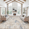 10x14 Large Rug Living Room – Washable Neutral Modern Abstract Rug by ZHXXUJ
