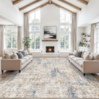 12x15 Area Rug for Living Room – Large Modern Neutral Abstract Thin Washable by ZHXXUJ