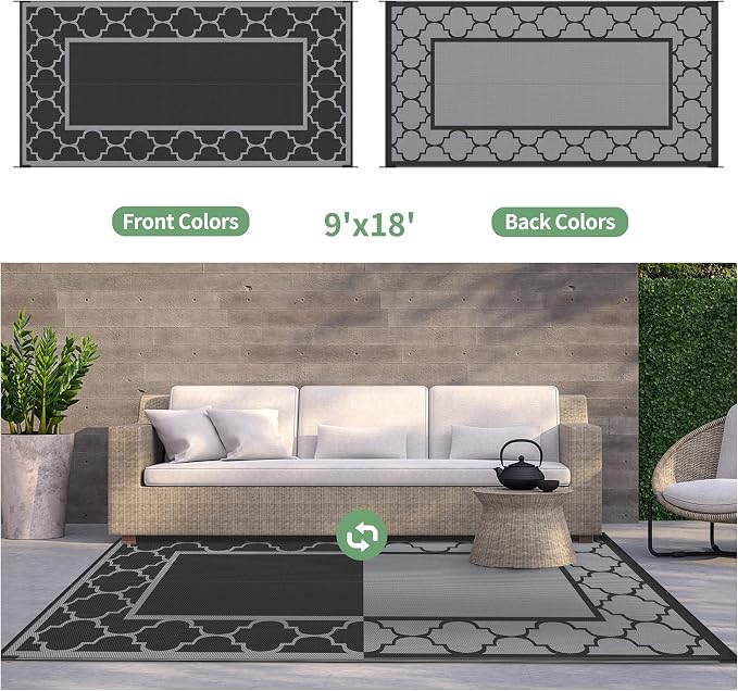 GENIMO 9' x 18' Outdoor Rug Waterproof - Image 4