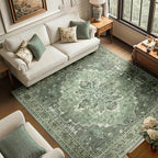 RELEANY Area Rugs Square 6ft Washable Non-Slip, Floral Vintage Distress by RELEANY