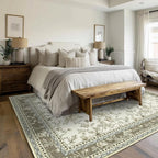 Greyish Beige Floral Rug 5x7 Machine Washable Area Rug - Image 2