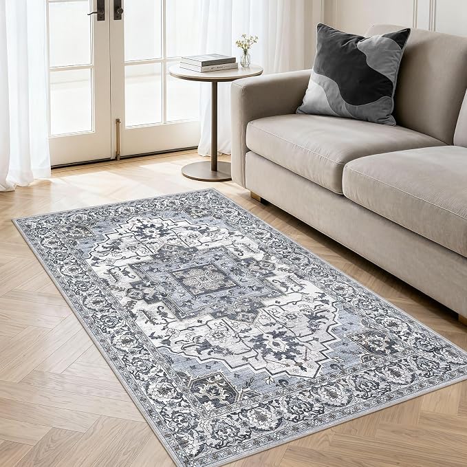 3x5 Area Rugs Living Room: Washable Vintage Rug Large Non-Slip Stain Resistant - Image 6