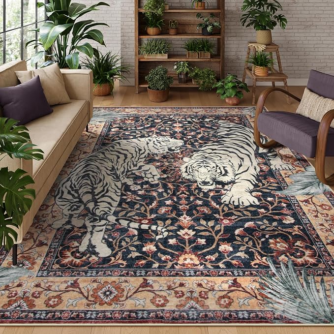 Moynesa Tiger Washable Area Rugs 8x10, Large Boho Rugs - Image 8