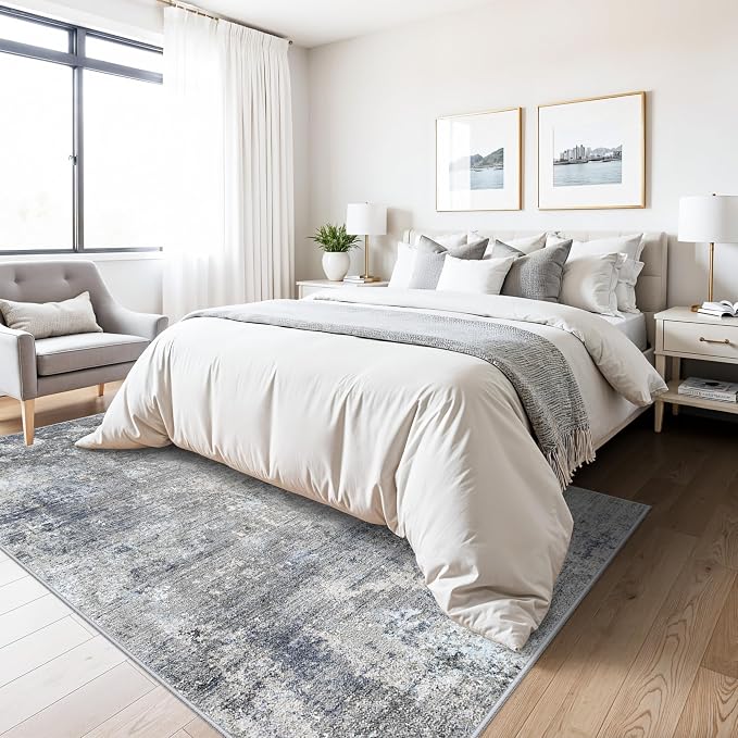 5x7 Washable Area Rug – Modern Neutral Abstract Rug - Image 7