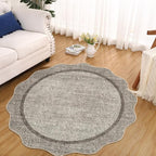GarveeHome Scalloped Washable Round Rugs, Non-Slip Soft Round Rug 4 ft - Image 2