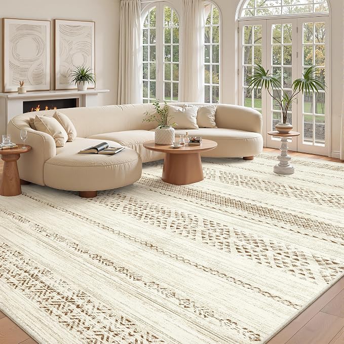 Miukiki 9x12 Area Rug for Living Room Moroccan Washable Rugs Non Slip Indoor by Miukiki