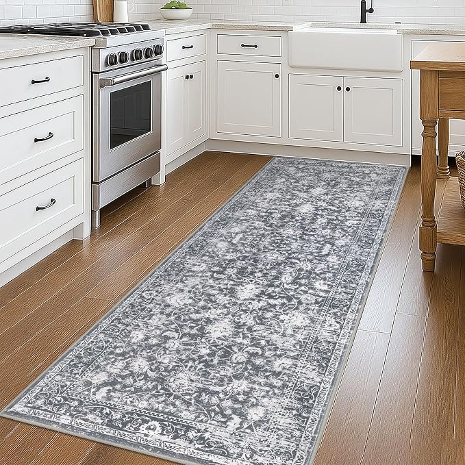 KILOCOCO Hallway Runner 3x8 Rug Runner Printed Vintage Floral Washable Kitchen - Image 8