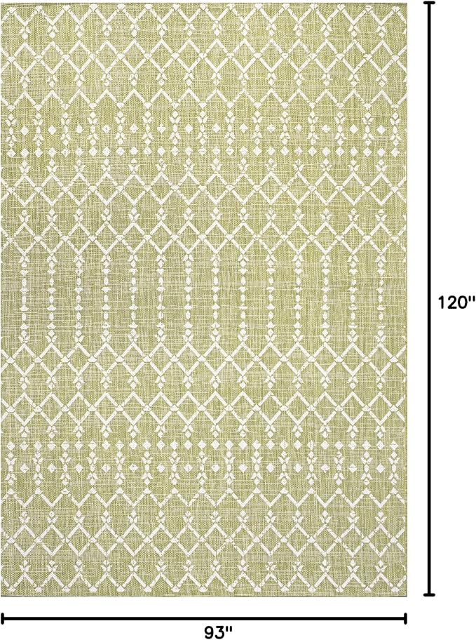 JONATHAN Y Moroccan Geometric Indoor Outdoor Area Rug 8X10 Light Green/Cream - Image 2