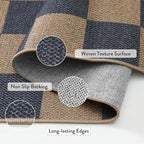 Lahome Colette Checkered Easy Jute Indoor Outdoor Carpet, 3x5 Washable Rugs - Image 4